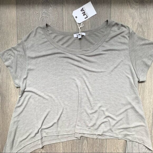 Revolve LNA Ribbon Tee Top T-Shirt Asymmetric Hem Short Sleeve Tie up Sides XS - Picture 7 of 16